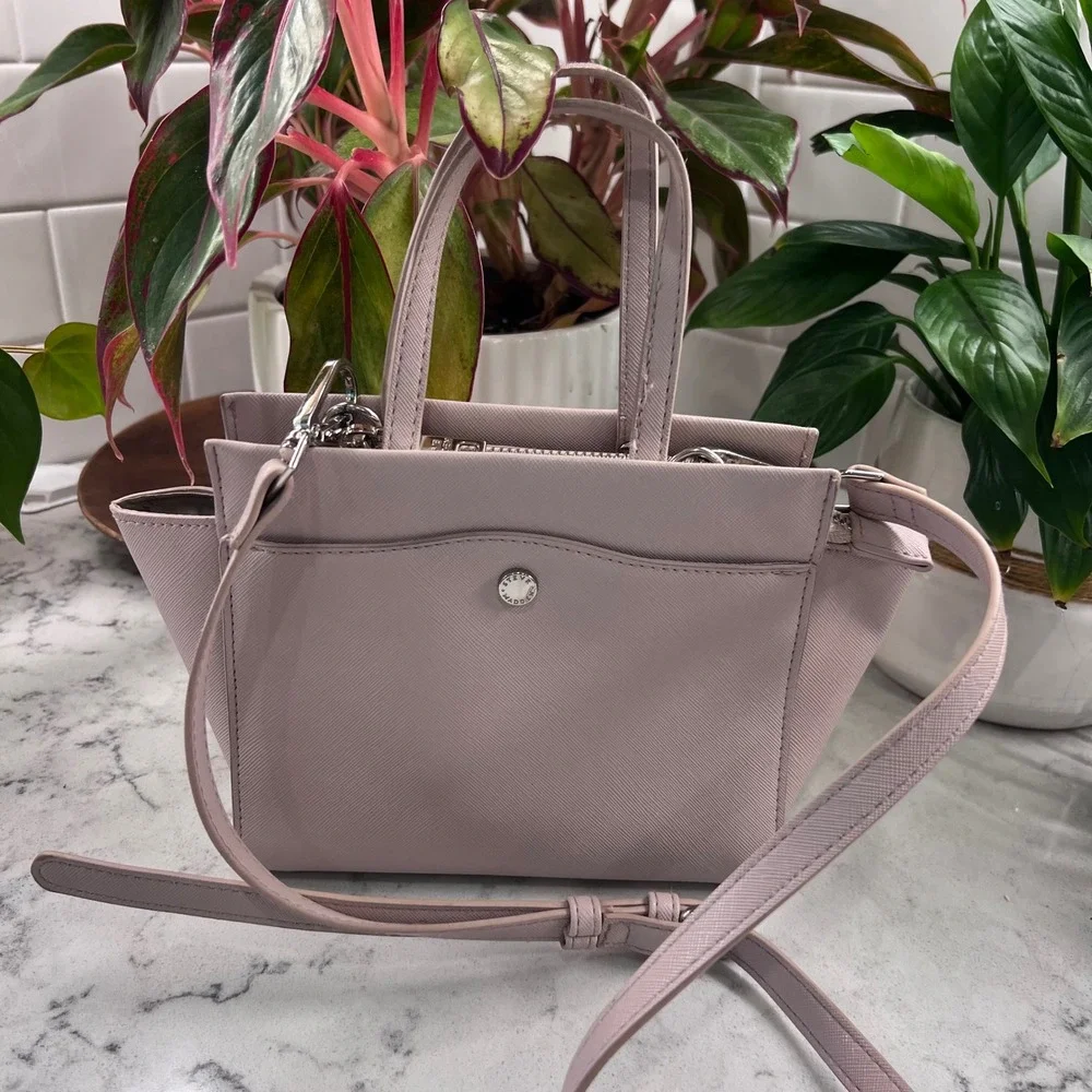 Steve Madden Dusty Pink Saffiano Vegan‎ Leather Winged Satchel Crossbody Bag